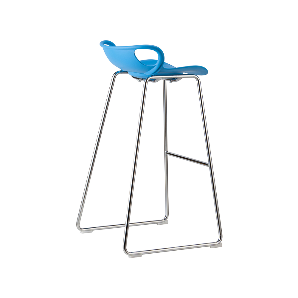 ZY-8017 Blue Plastic Seat Cushion Chrome Plated Metal Tube Bracket Bar Chair