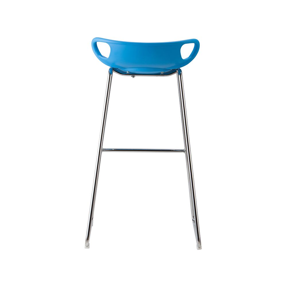 ZY-8017 Blue Plastic Seat Cushion Chrome Plated Metal Tube Bracket Bar Chair