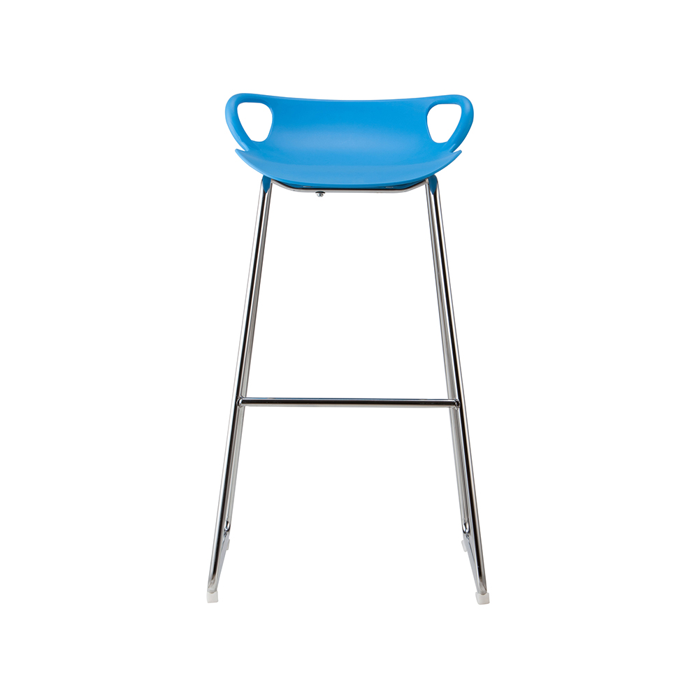 ZY-8017 Blue Plastic Seat Cushion Chrome Plated Metal Tube Bracket Bar Chair