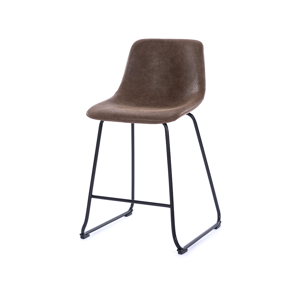 ZY-8089-1 Dark Brown PU Leather Seat Metal Legs Bar Chair
