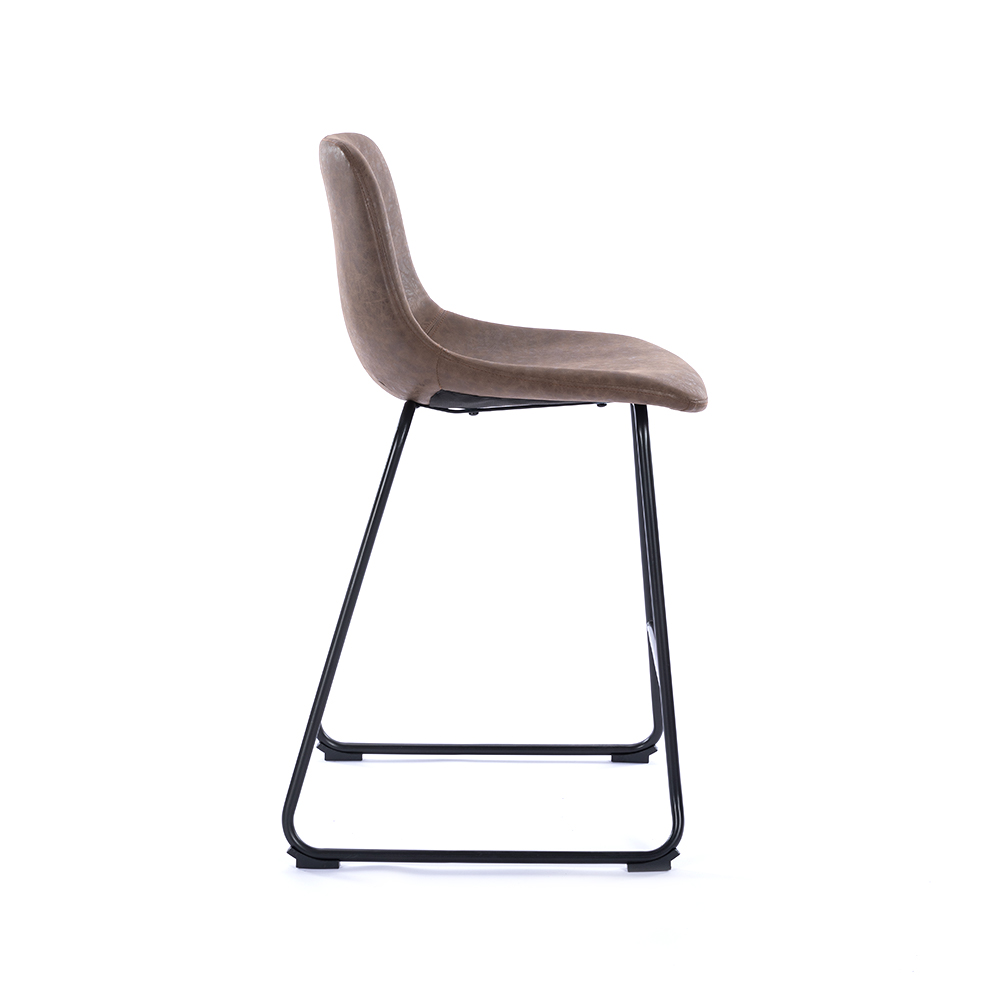 ZY-8089-1 Dark Brown PU Leather Seat Metal Legs Bar Chair