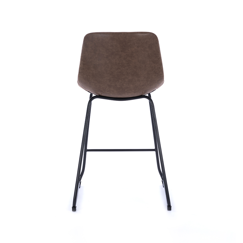ZY-8089-1 Dark Brown PU Leather Seat Metal Legs Bar Chair