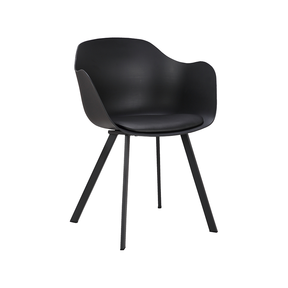 ZY-9028-2 Metal square tube leg black dining chair