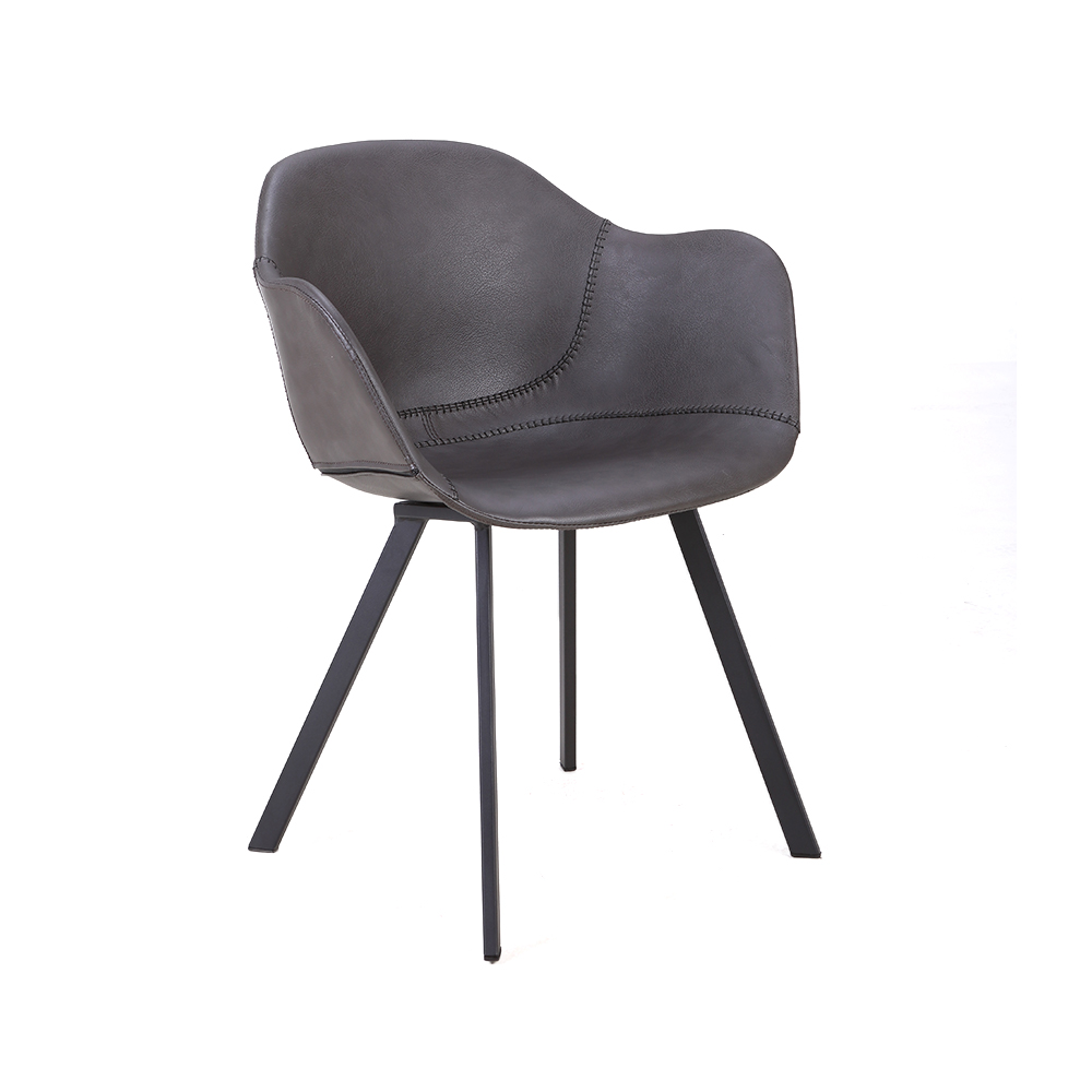 ZY-9028-2 Metal square tube leg black dining chair