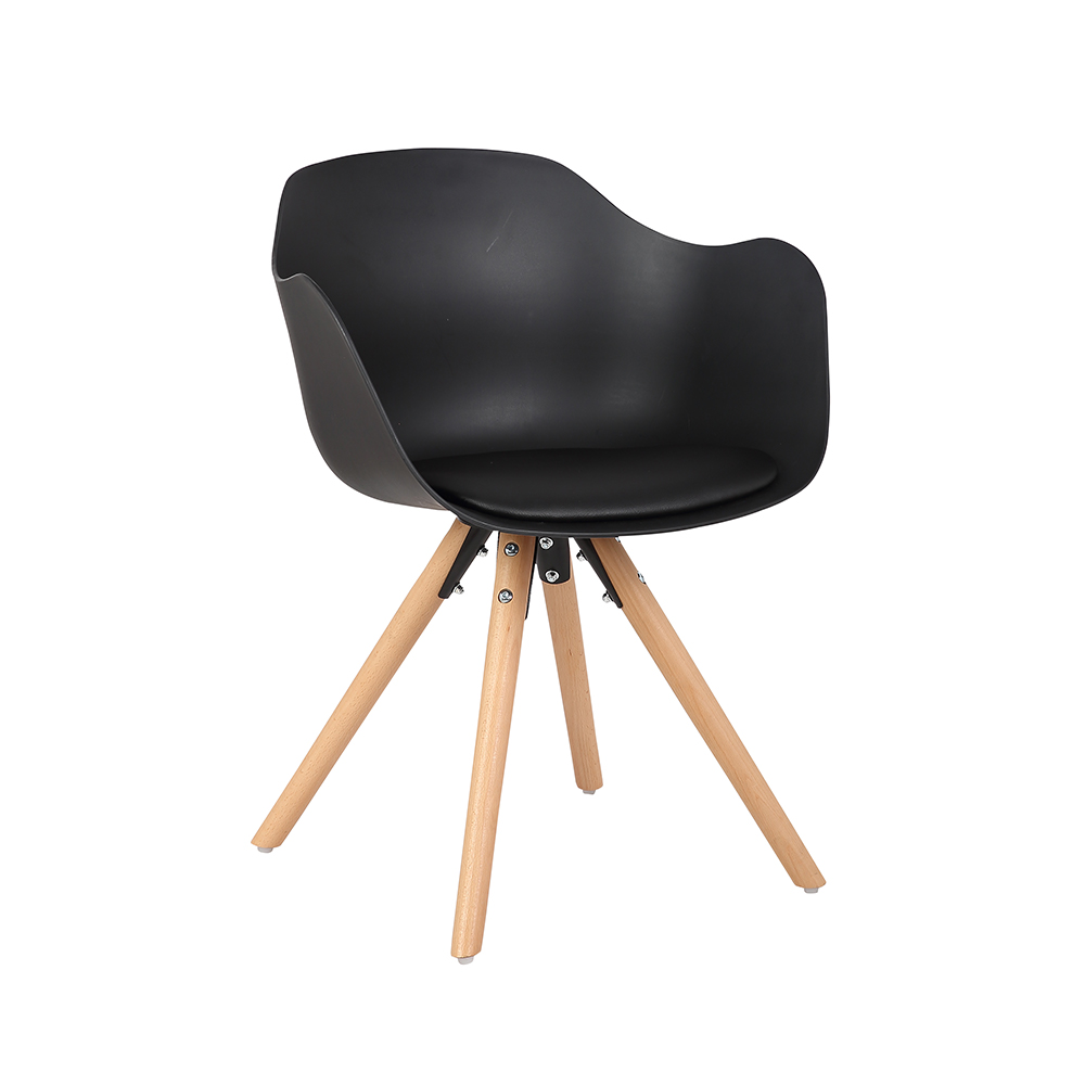 ZY-9028-4 leg black PU leather dining chair